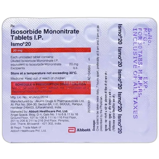 ismo 20mg tablet 30's